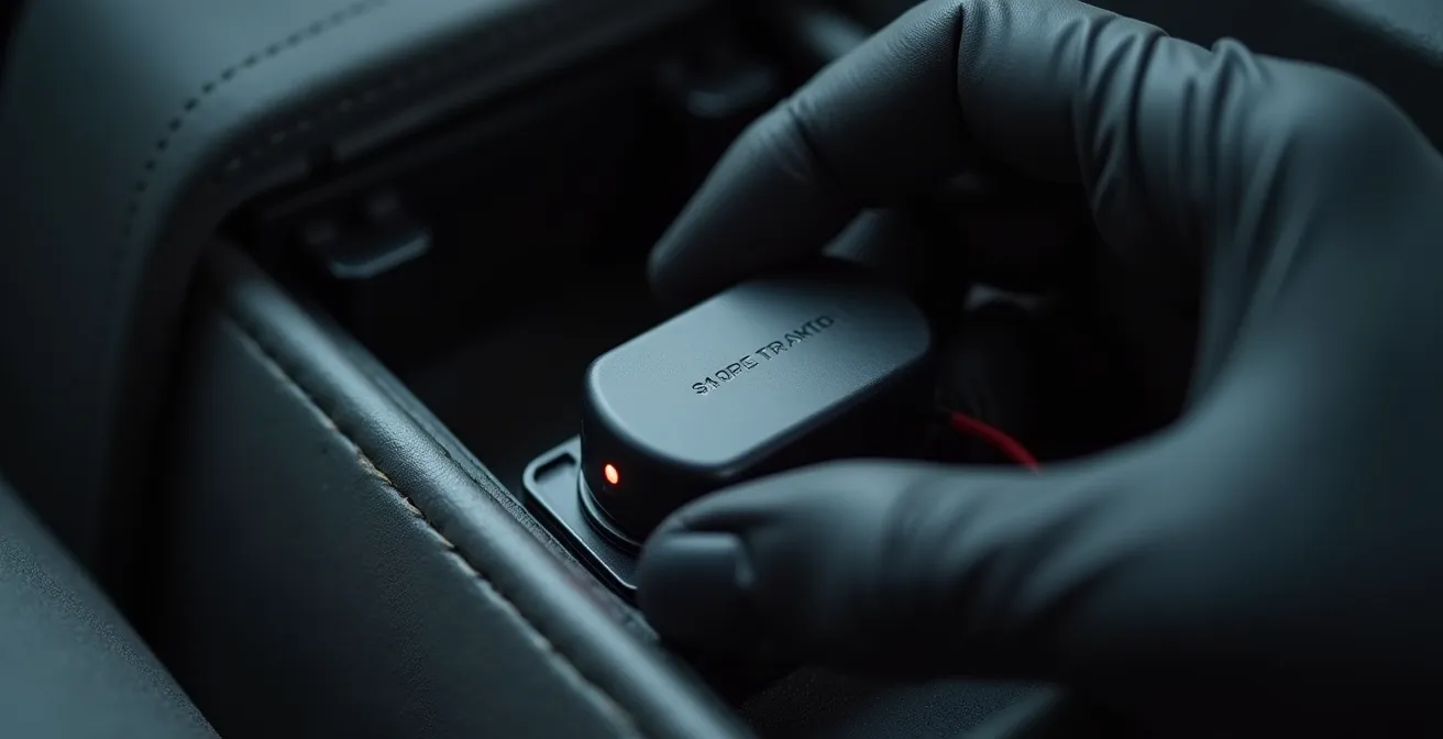 Versteckte GPS-Tracker Installation im Wohnmobil-Innenraum