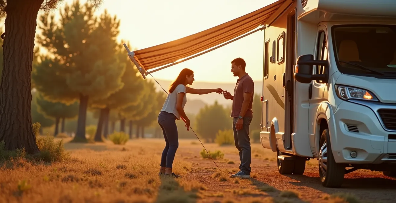Strategische Markisenausrichtung am Wohnmobil zur optimalen Beschattung
