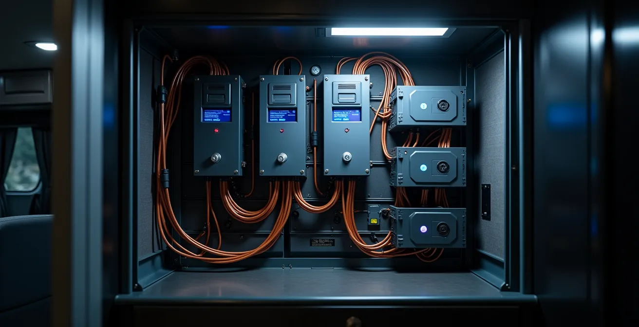 Technische Darstellung eines Energiemanagement-Systems im Luxus-Liner