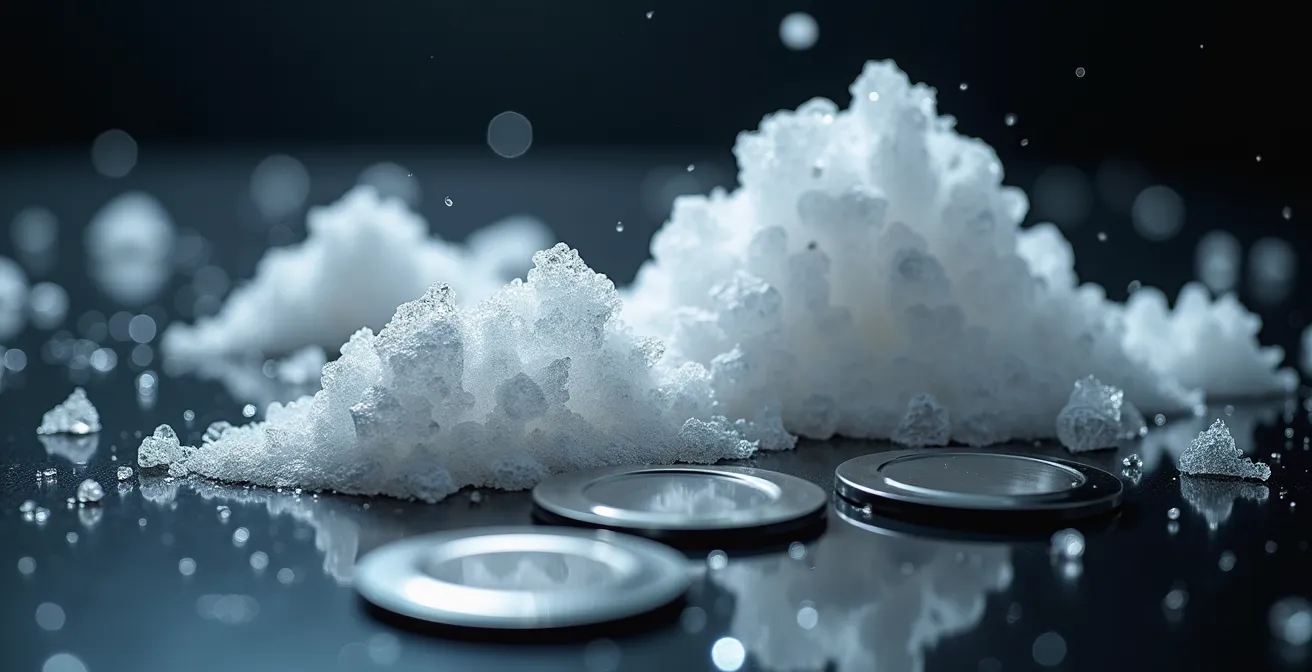 Mikroskopische Ansicht der Sulfatierung in einer Bleibatterie