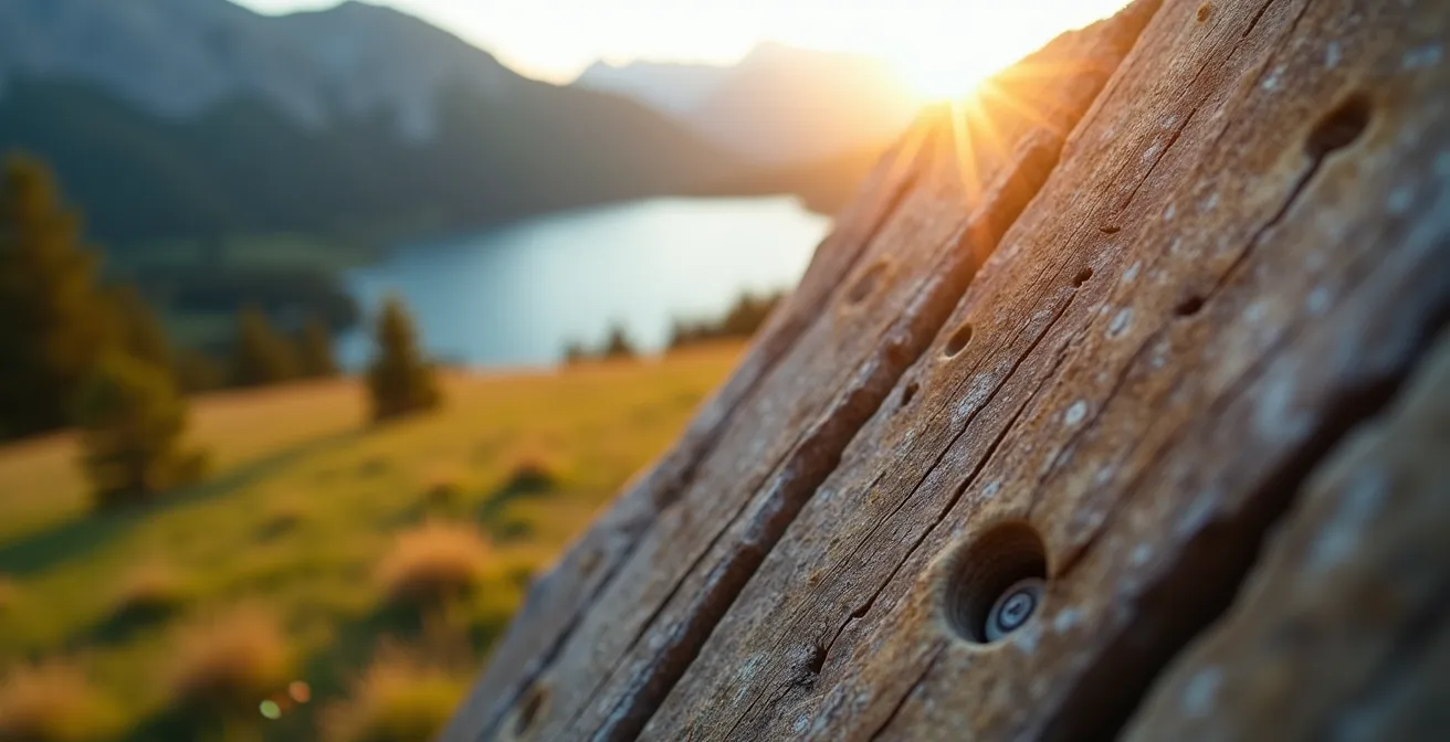 Wohnmobil-Stellplatz mit Blick auf Alpensee bei Sonnenaufgang